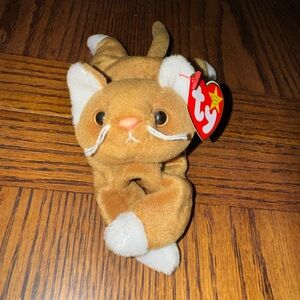 Adorable Ty Beanie Babies Nip Cat 🐈 Plush - Tan and White